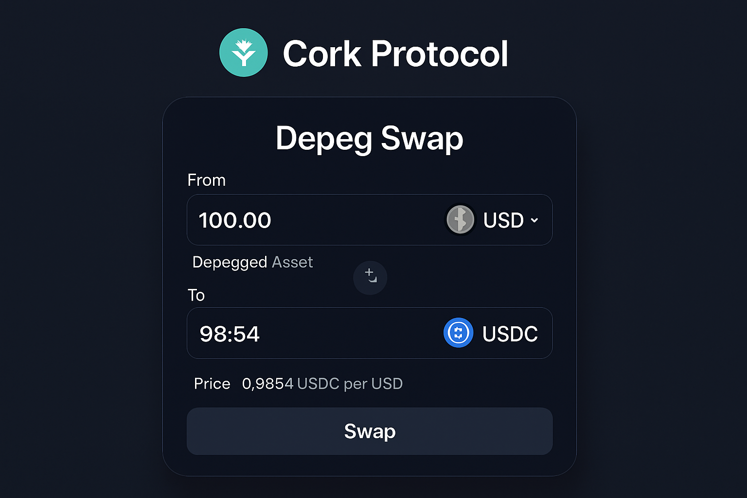 Cork Protocol Depeg Swap interface screenshot
