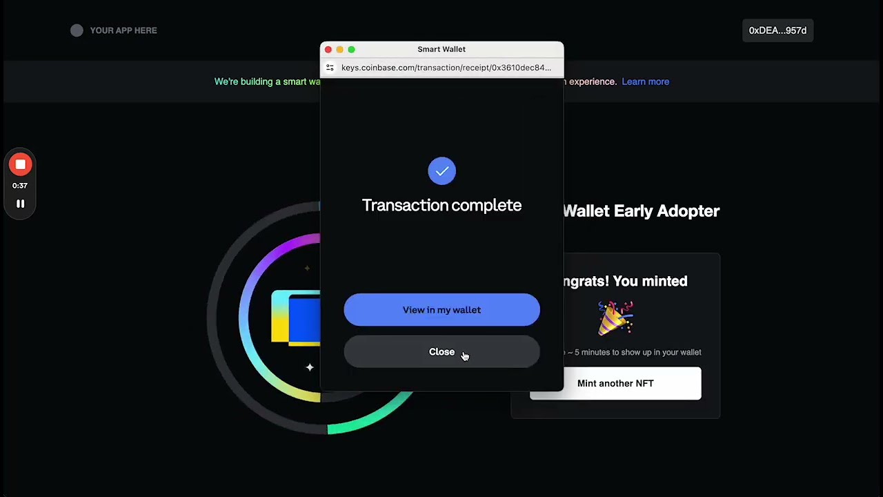 Coinbase Base App passkey authentication interface
