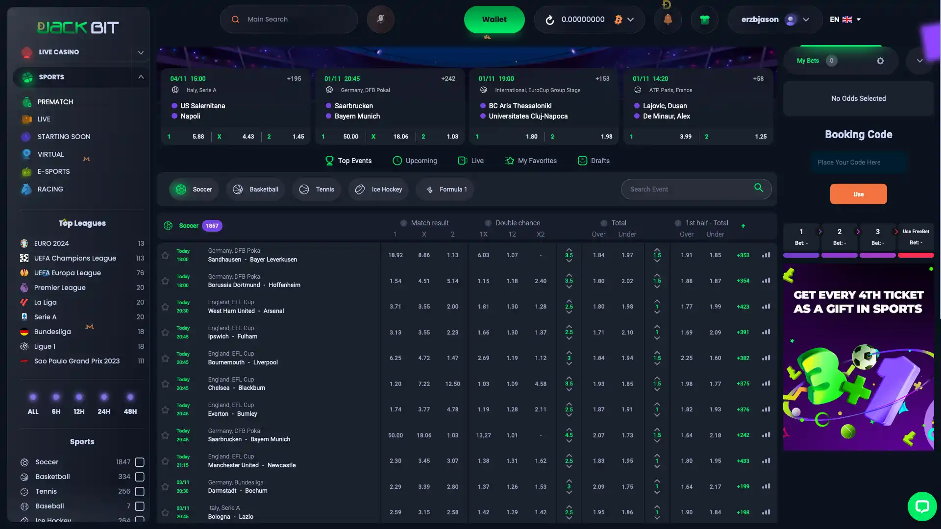 JACKBIT no-KYC crypto casino interface