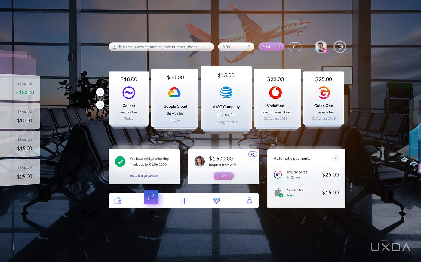 VR Banking App interface screenshot