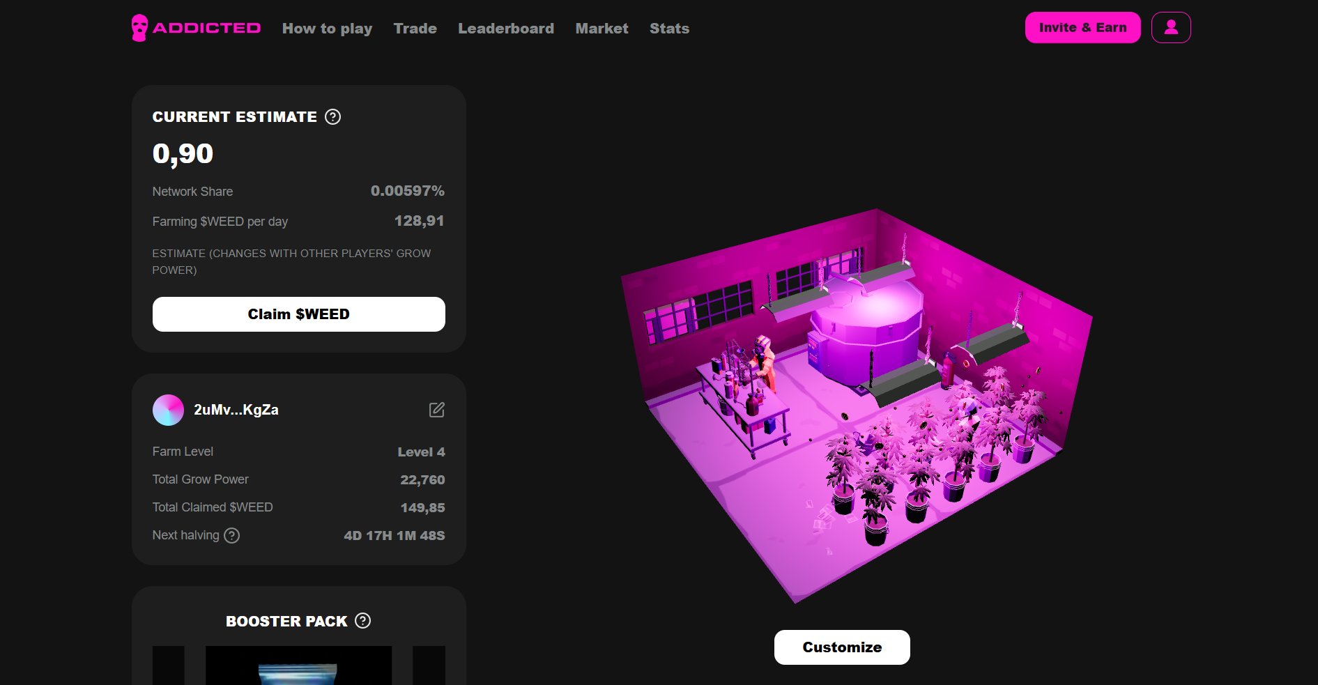 WEED token price chart Addicted.fun