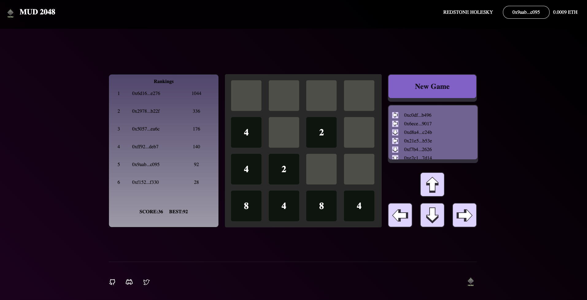 MUD 2048 game screenshot