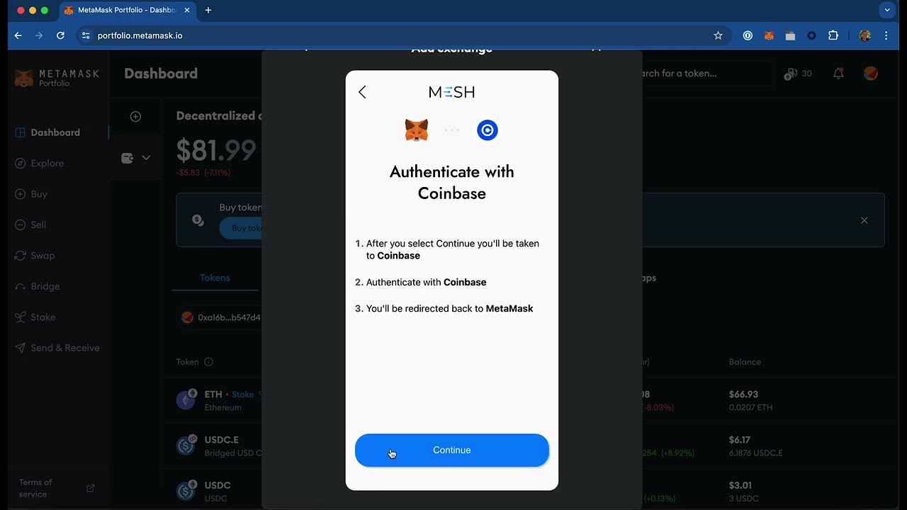 MetaMask Portfolio dashboard connected to Monad