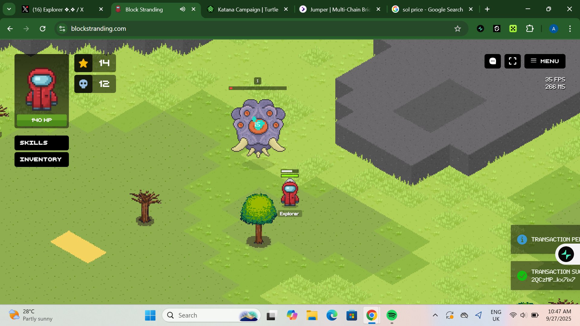 Blockstranding Solana onchain gameplay screenshot