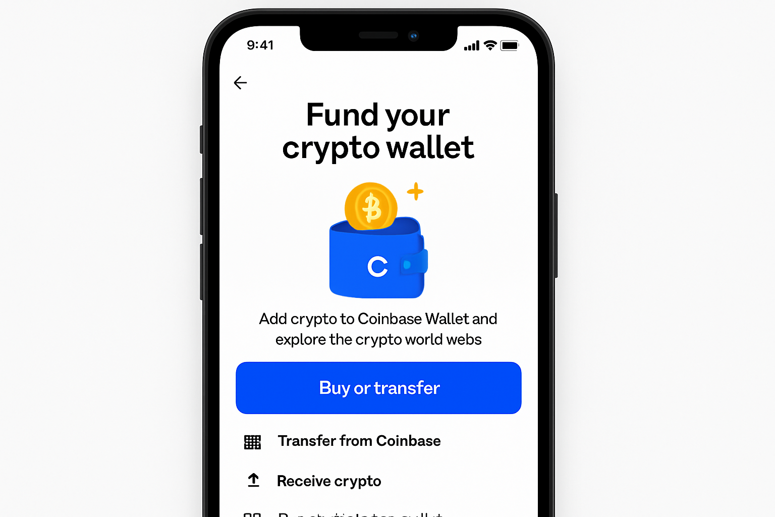 Funding crypto wallet in Coinbase Wallet app