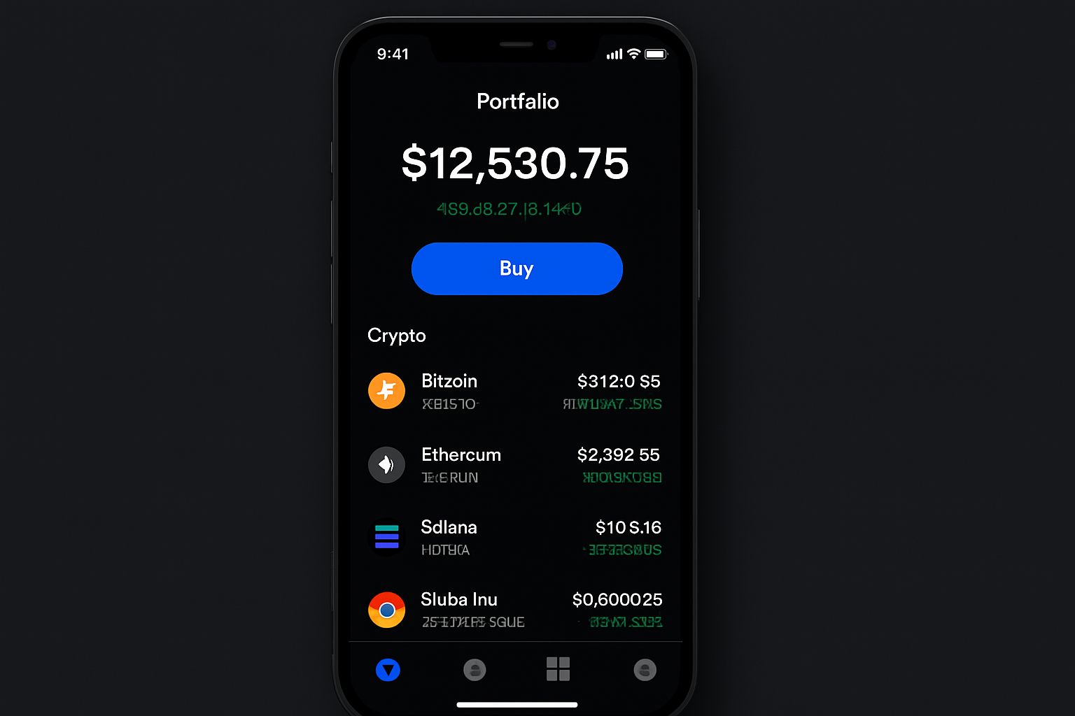 Viewing crypto portfolio in Coinbase Wallet app