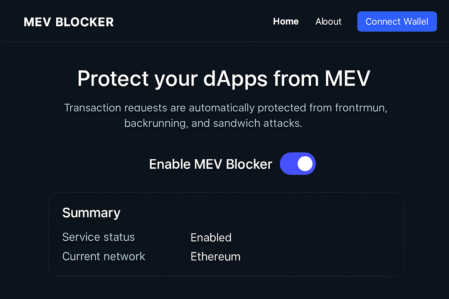 MEV Blocker Ethereum interface screenshot
