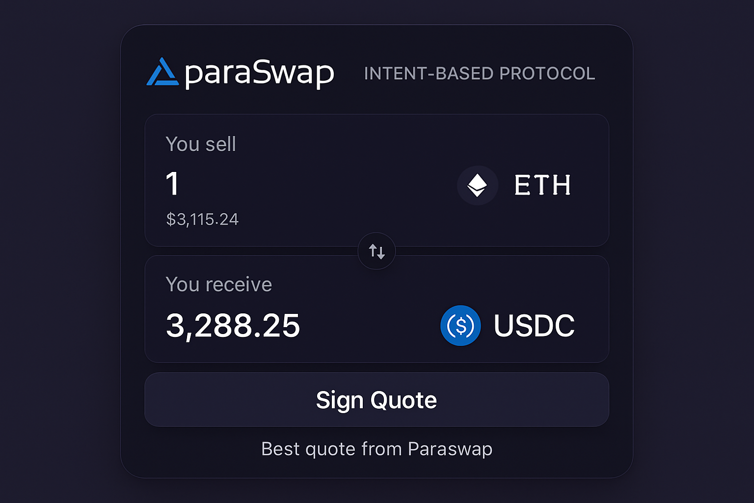 ParaSwap intent-based protocol user interface