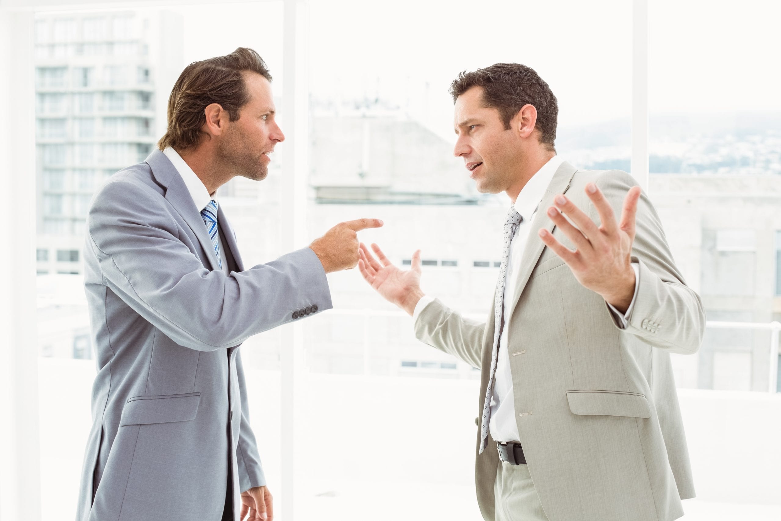 strained business relationship handshake fail