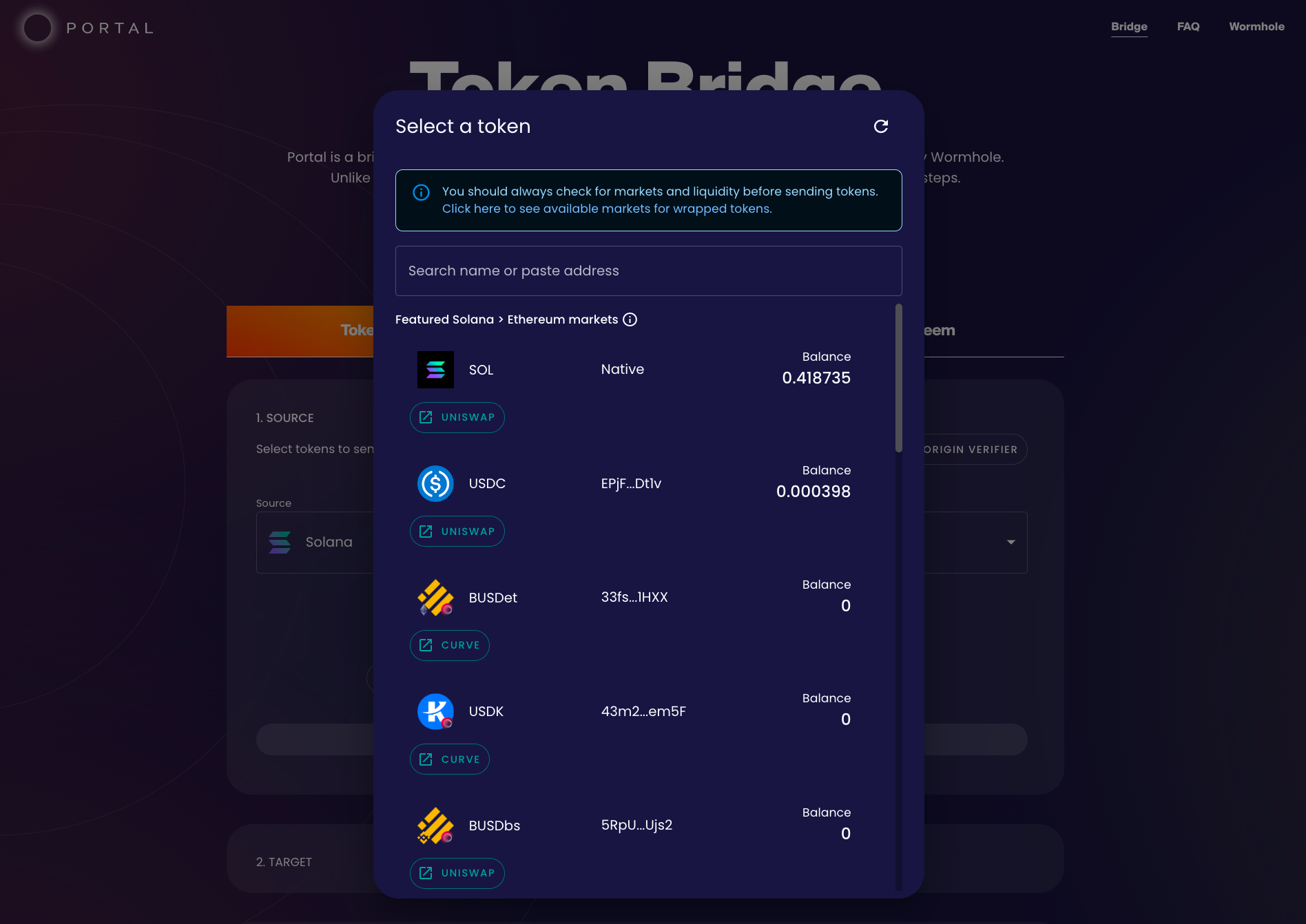 Base token claim portal interface