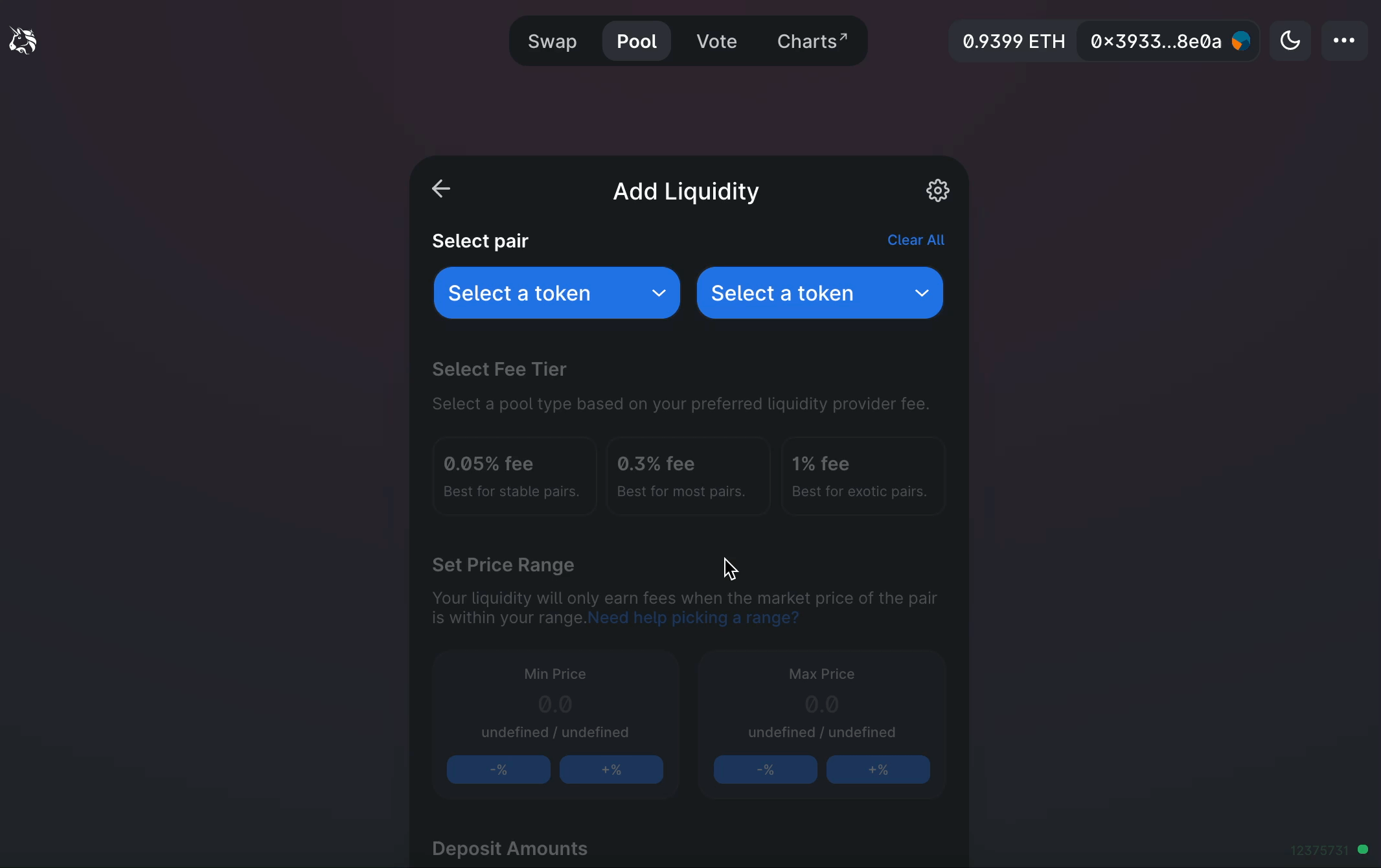 Uniswap v3 AMM interface