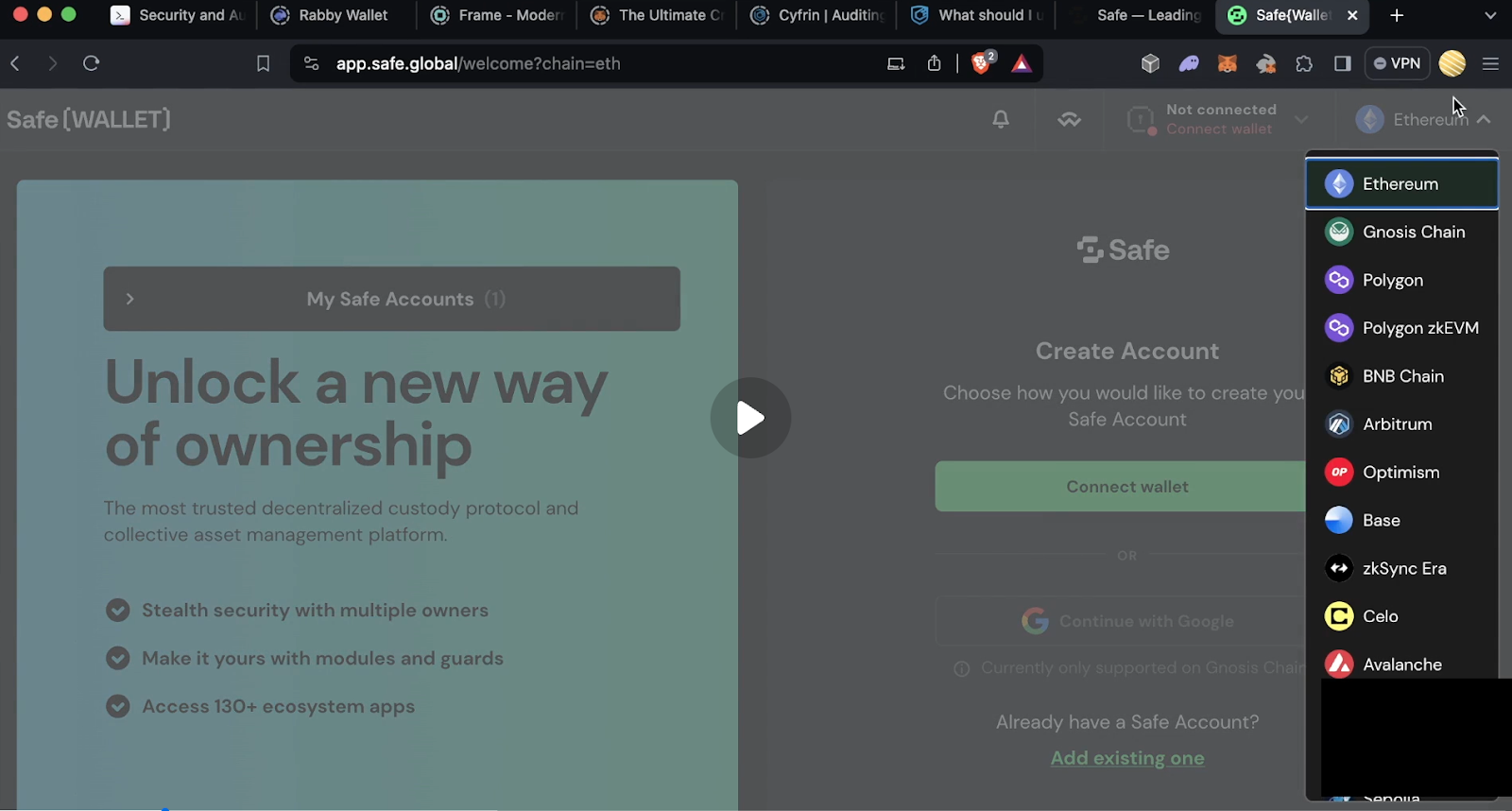 Safe multisig wallet Base blockchain