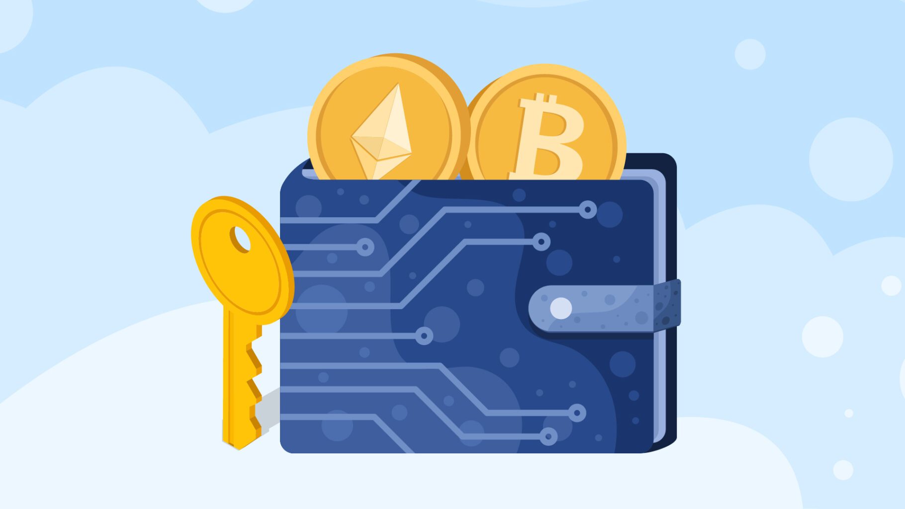 Digital wallet key management and backup illustration
