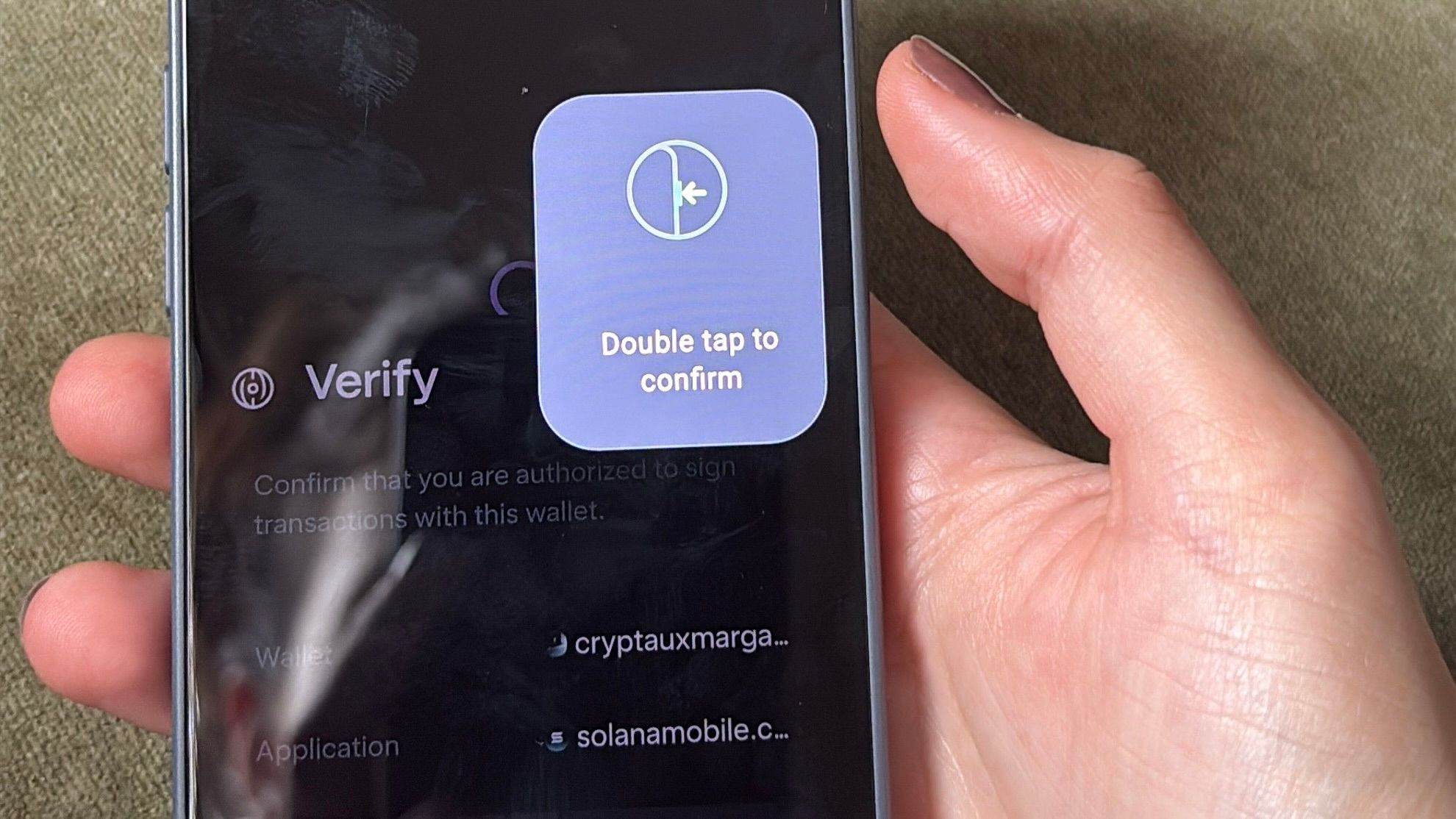 Solana Seeker fingerprint transaction signing