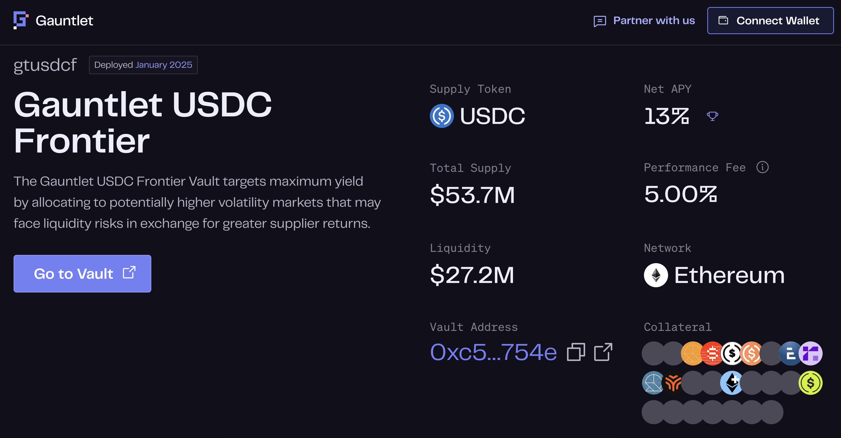 USDC stablecoin DeFi vault