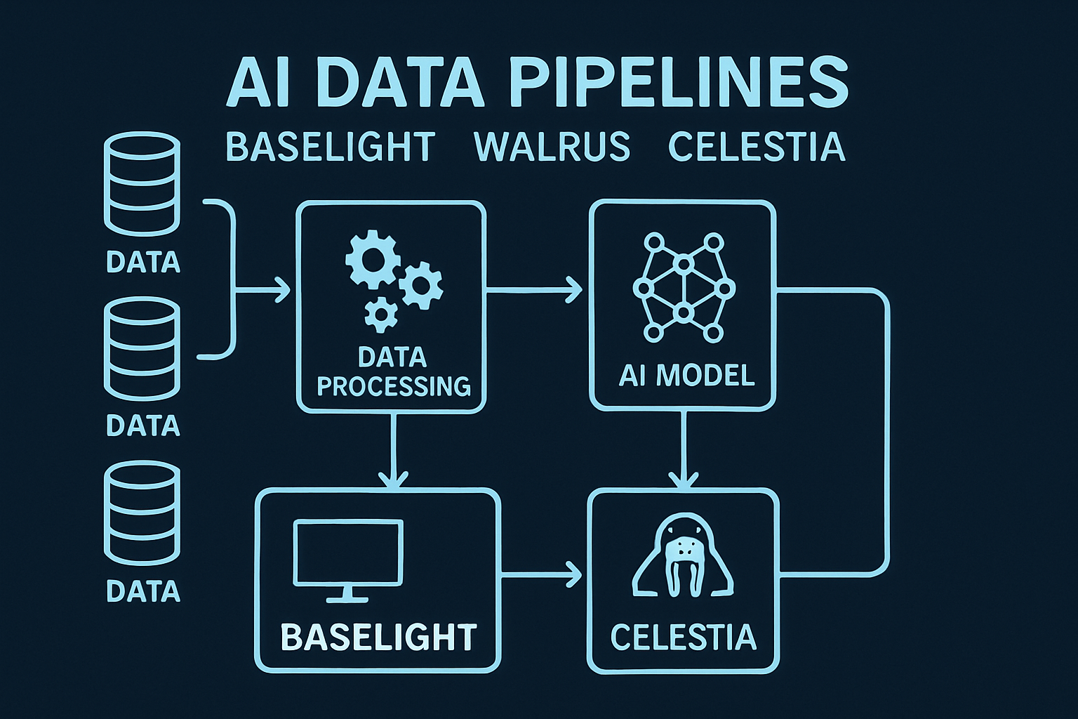 AI data pipelines Baselight Walrus Celestia