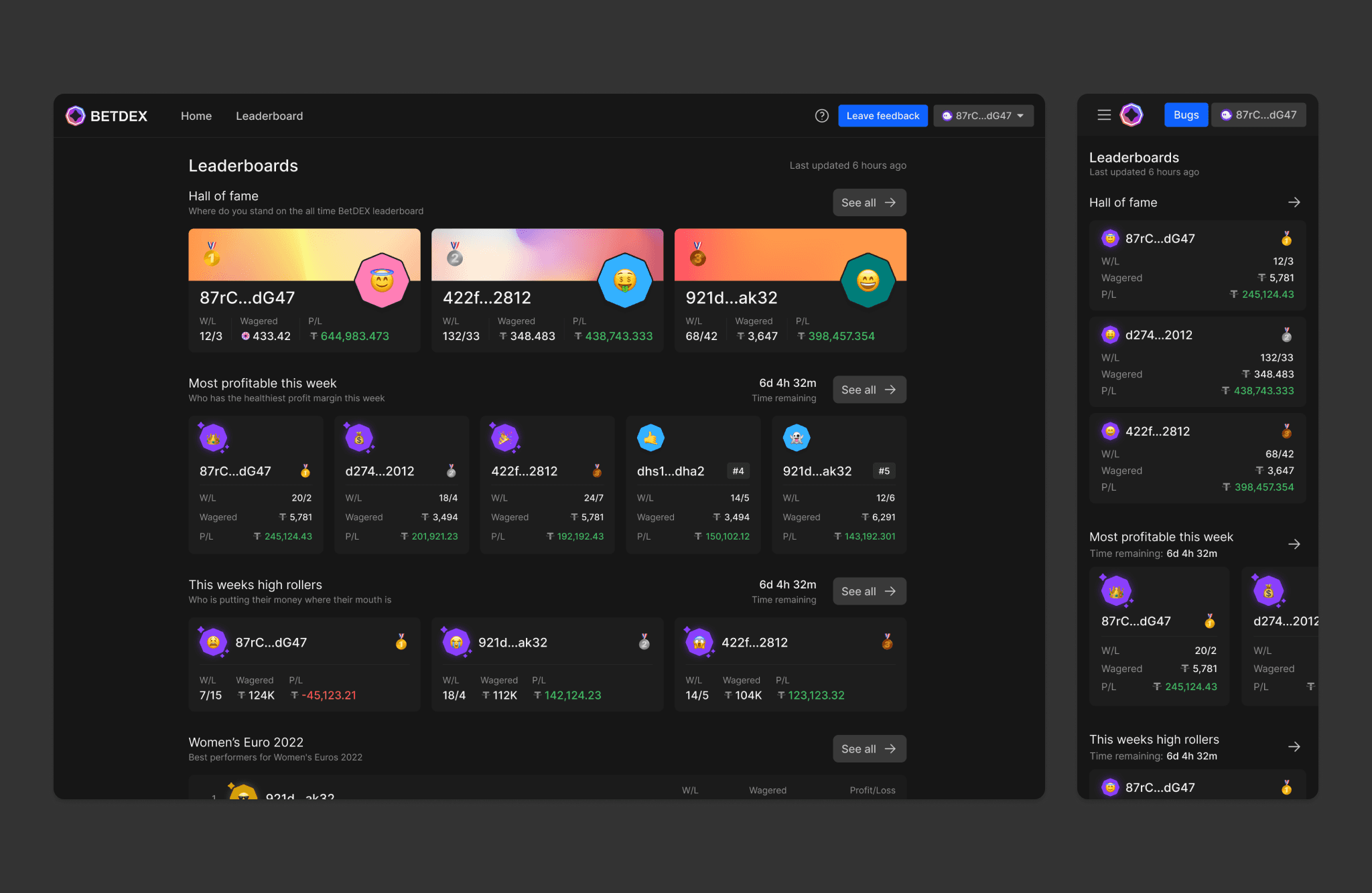 BetDEX Exchange sports betting interface