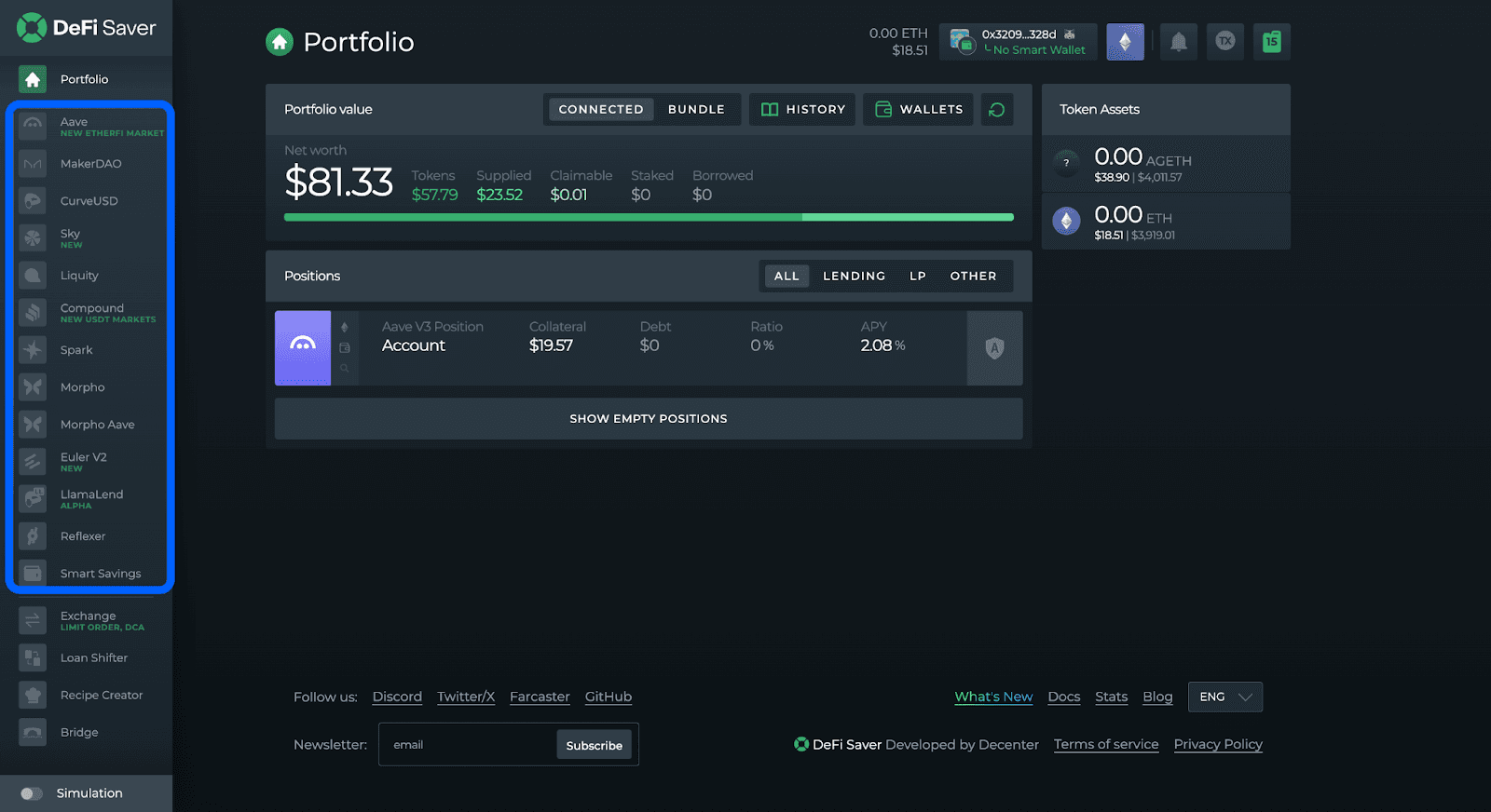 DeFi protocol whitelist dashboard