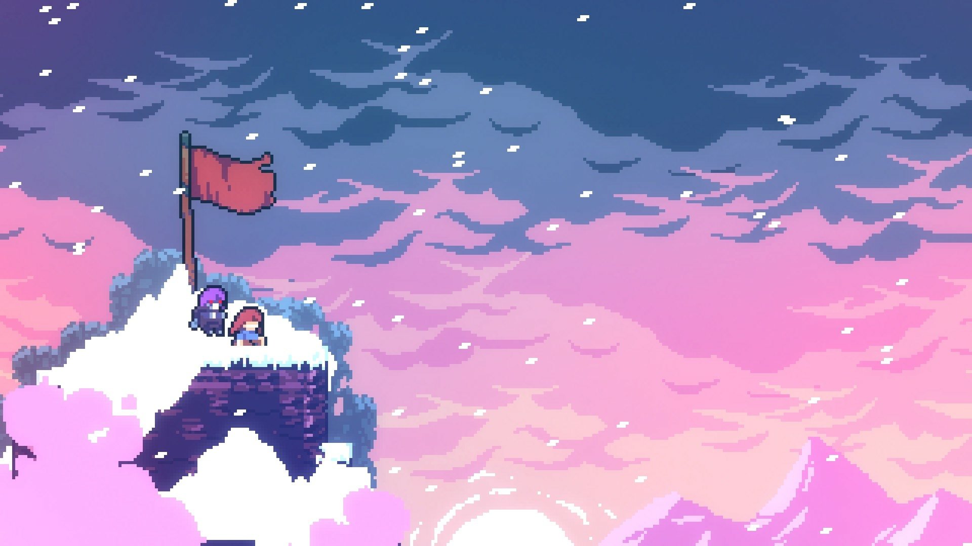 Celeste game mountain pixel art