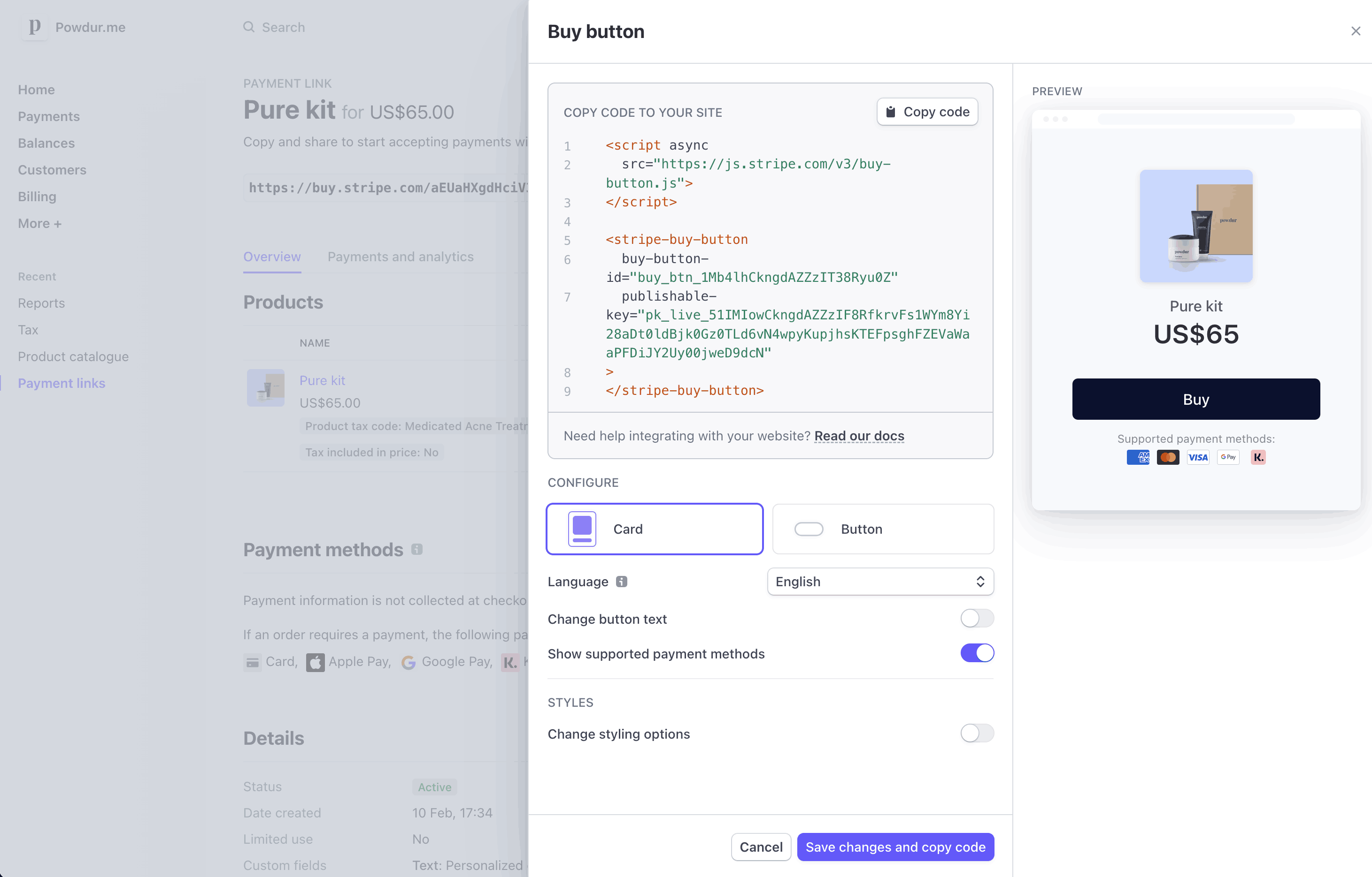 one-click checkout button