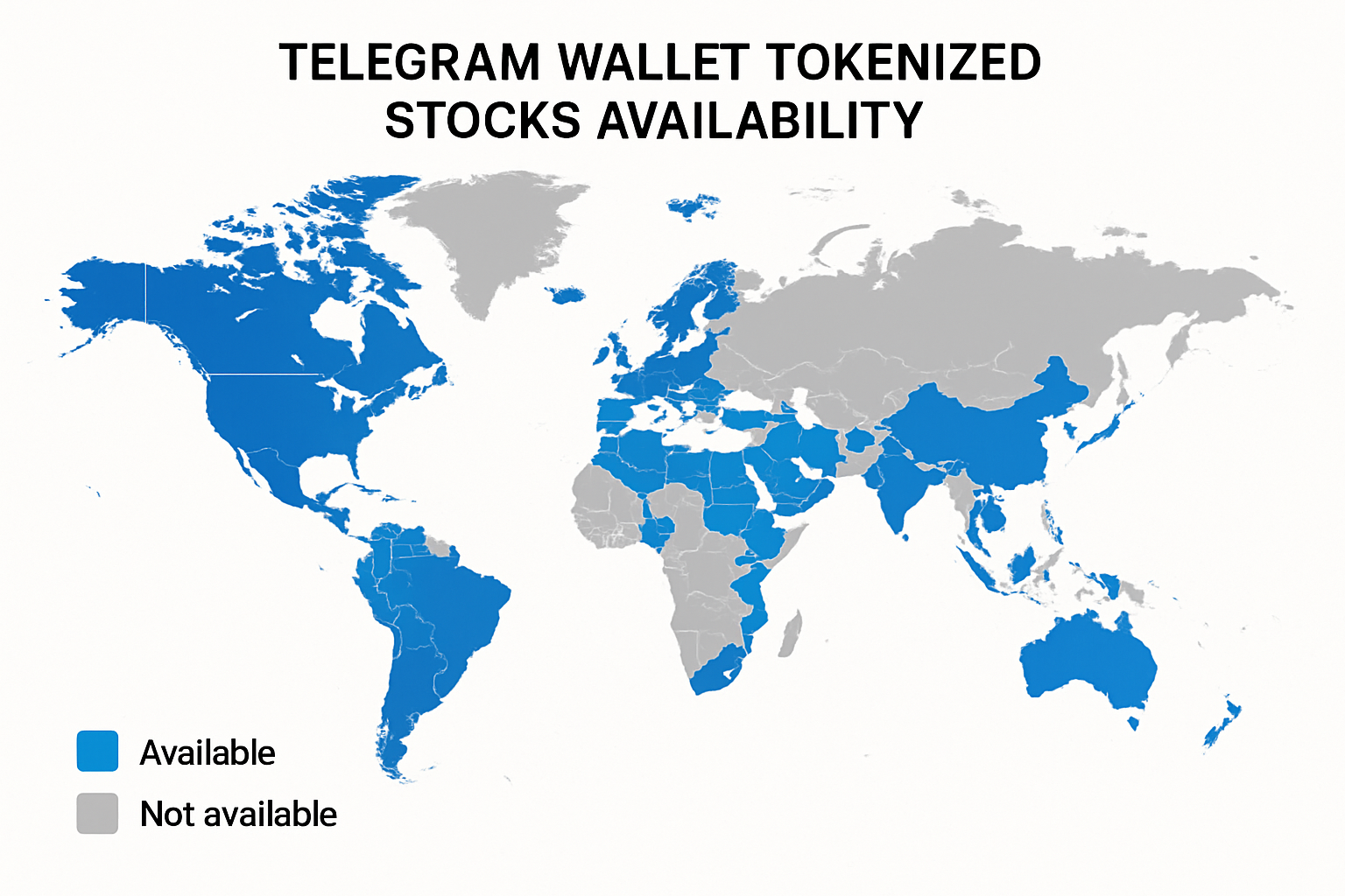 Global map Telegram Wallet tokenized stocks availability