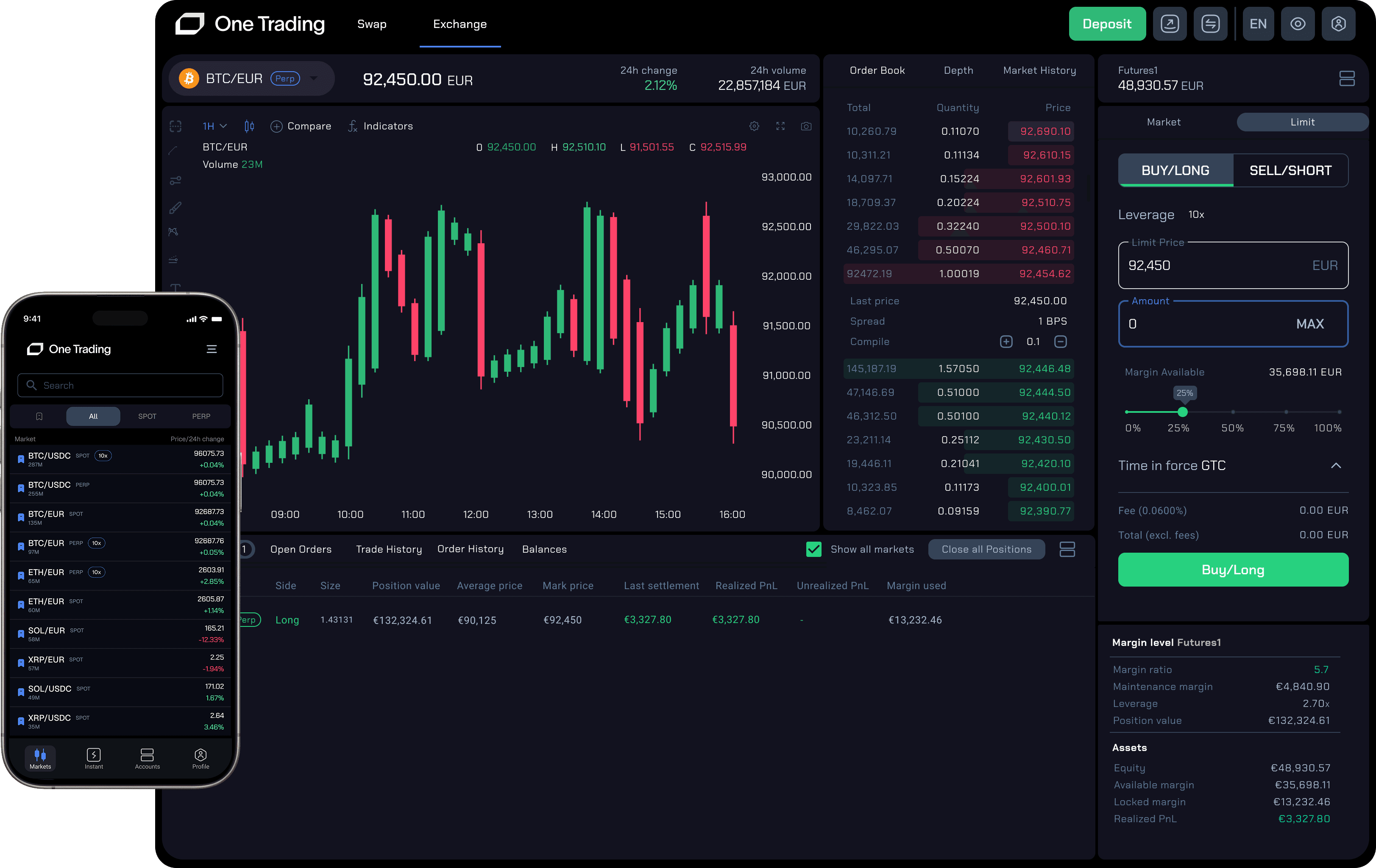 crypto derivatives trading interface