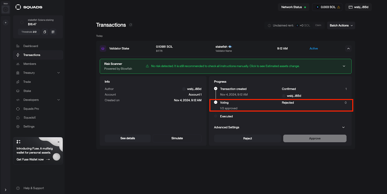 Solana DAO treasury security with Squads multisig