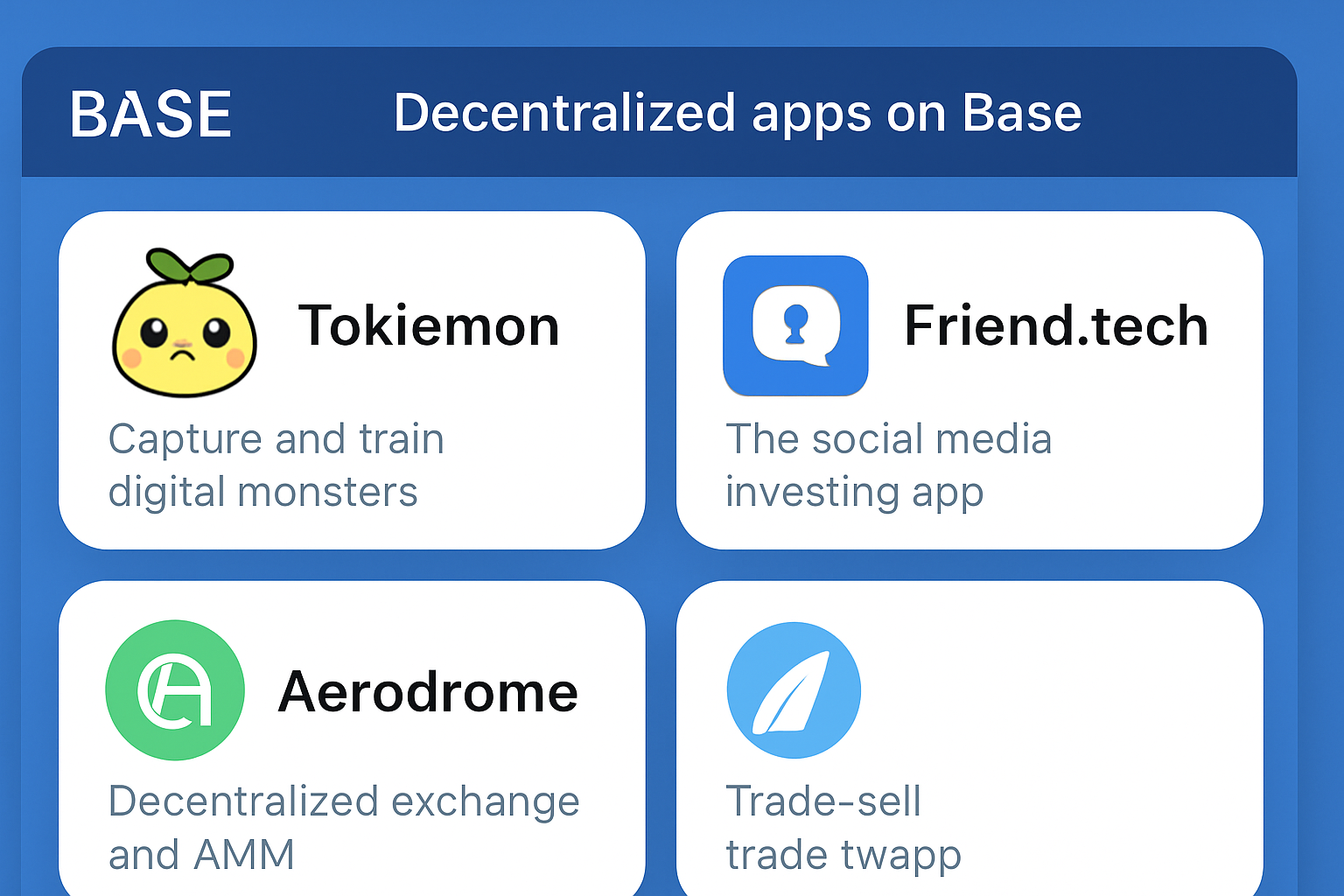 Base dApps Tokiemon Friend.tech Aerodrome interface