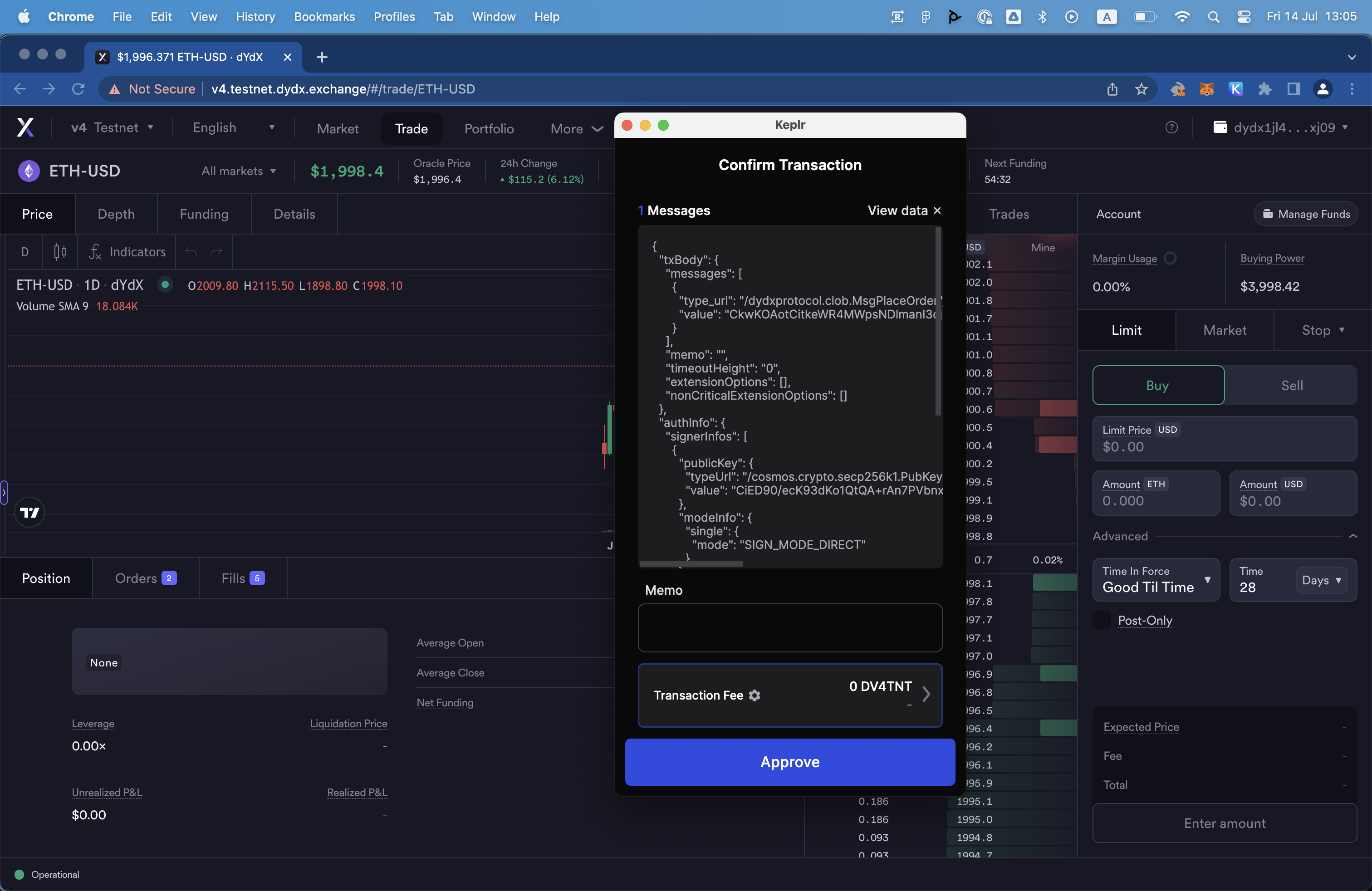 DYDX Cosmos app-chain interface