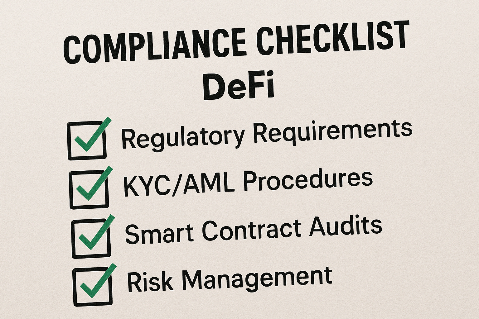 compliance checklist DeFi