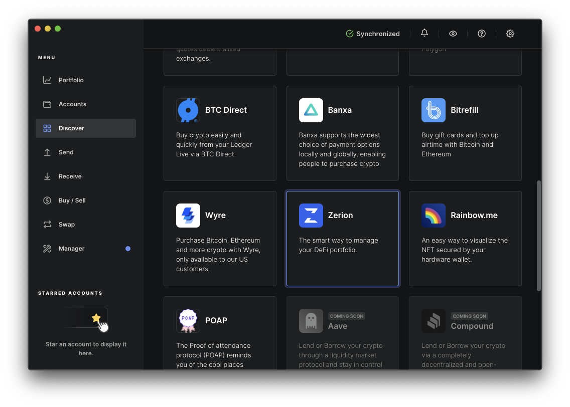 Ledger DeFi integration interface