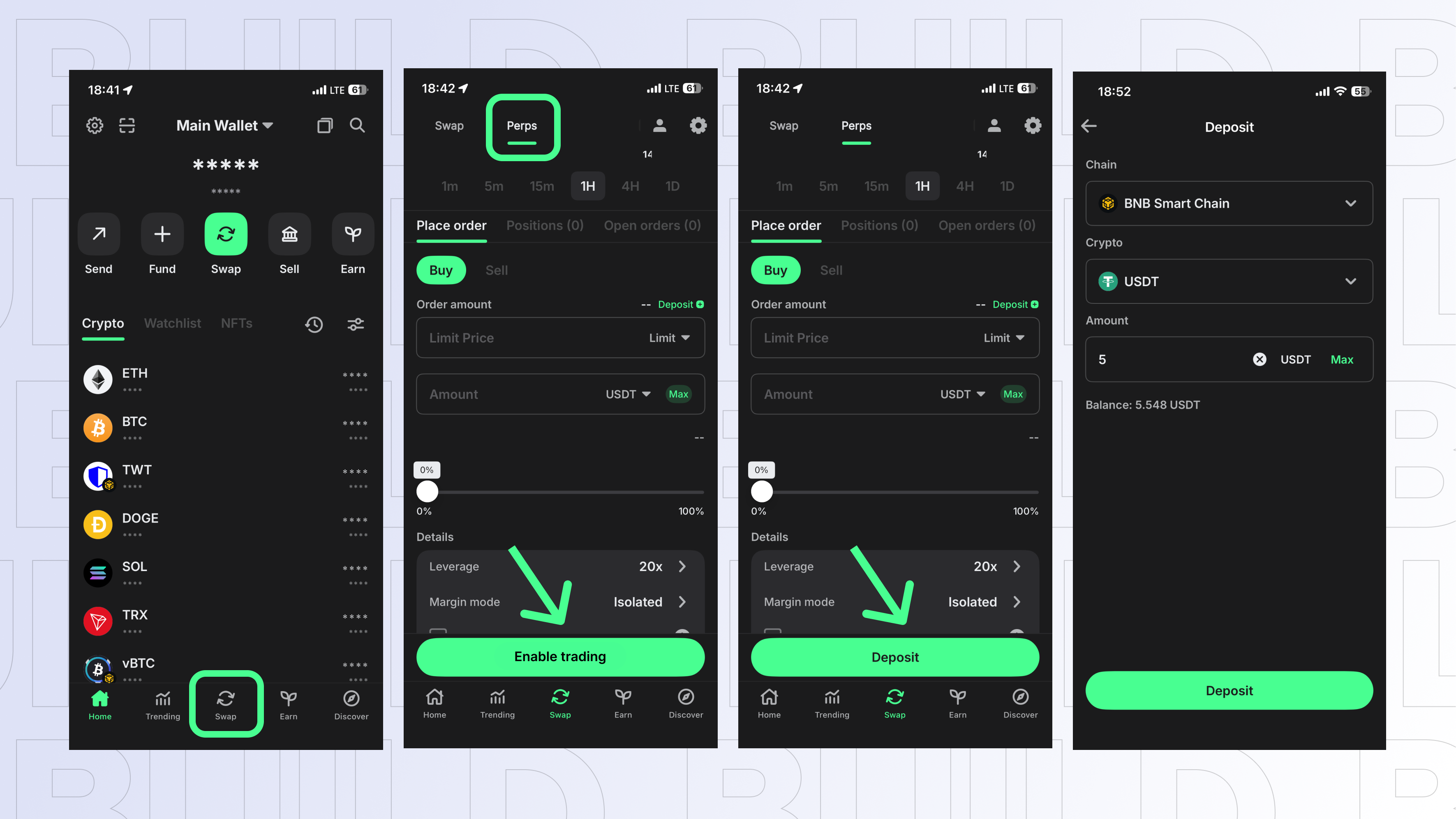 Trust Wallet DEX interface