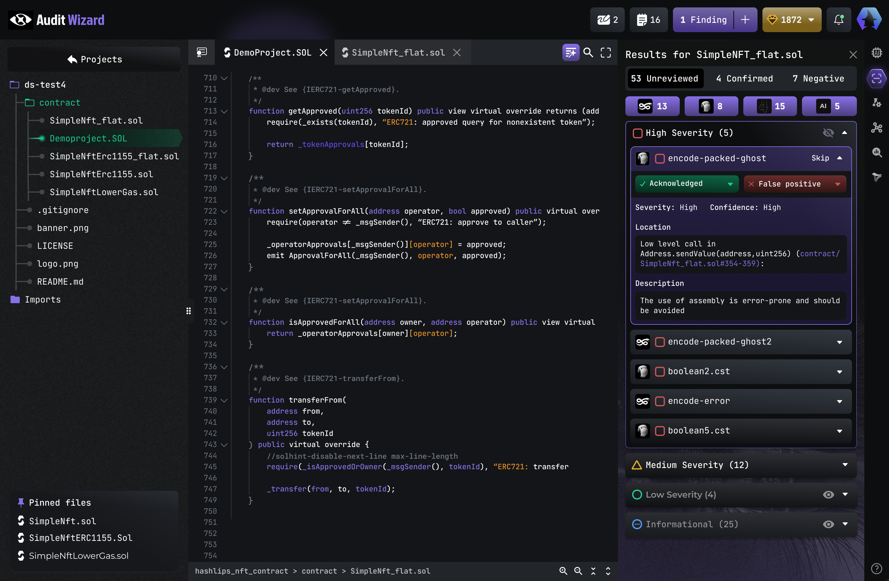 Smart contract audit dashboard