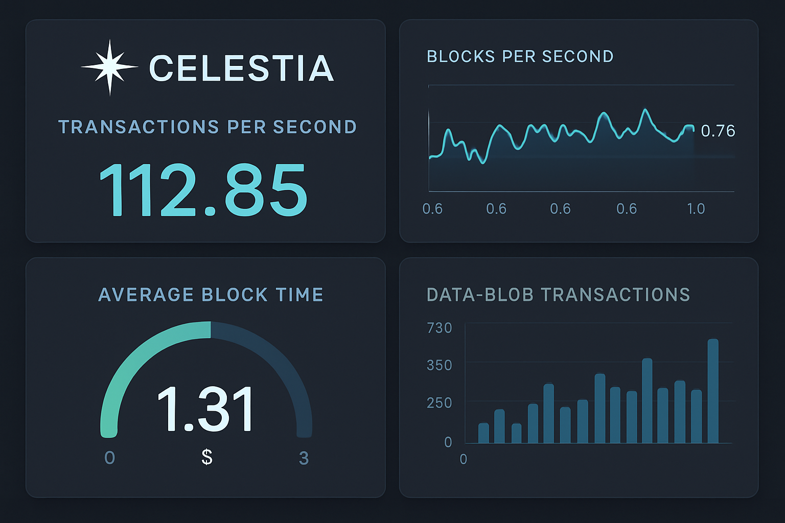 Celestia blockchain performance dashboard