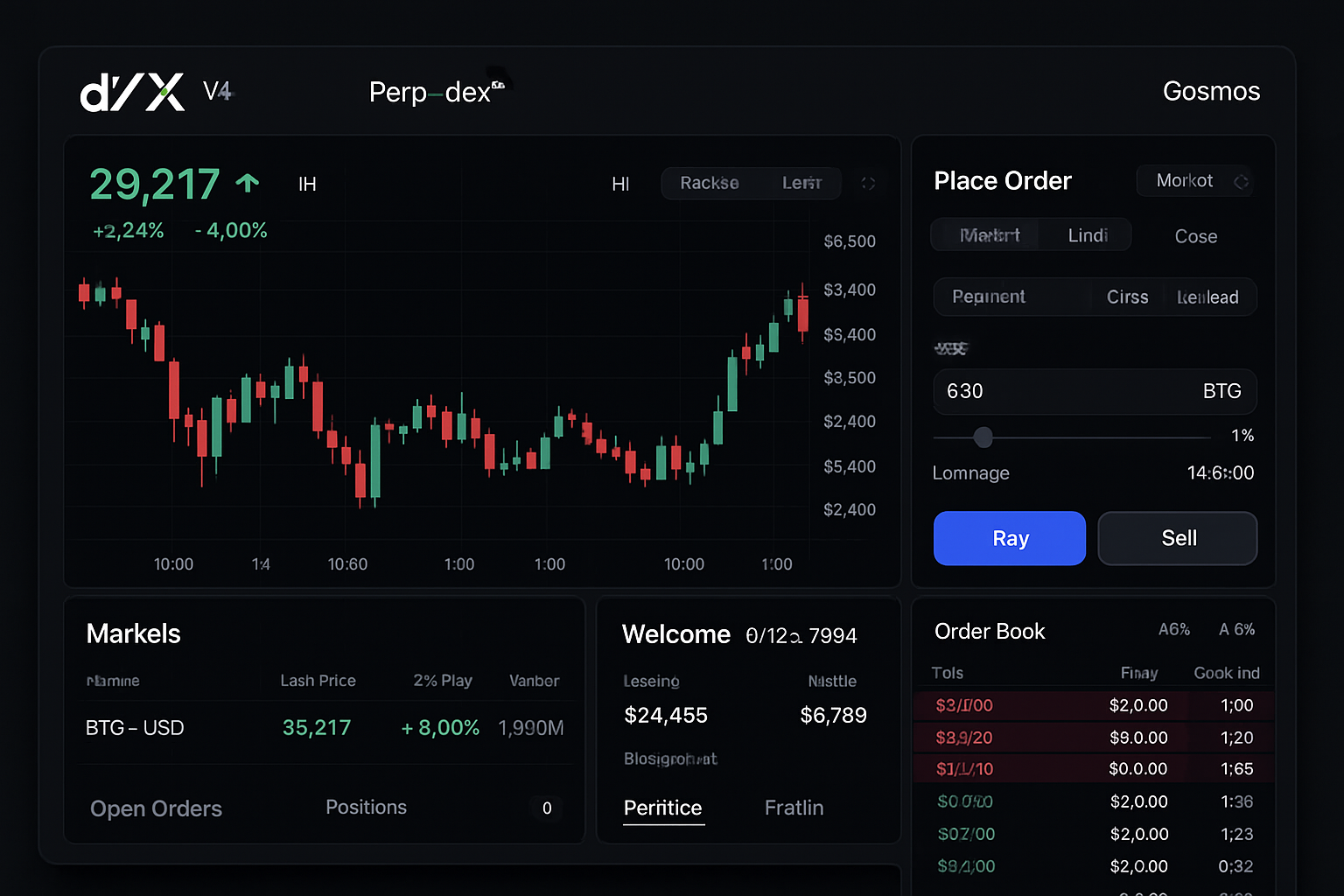 dYdX V4 Cosmos chain perp DEX interface