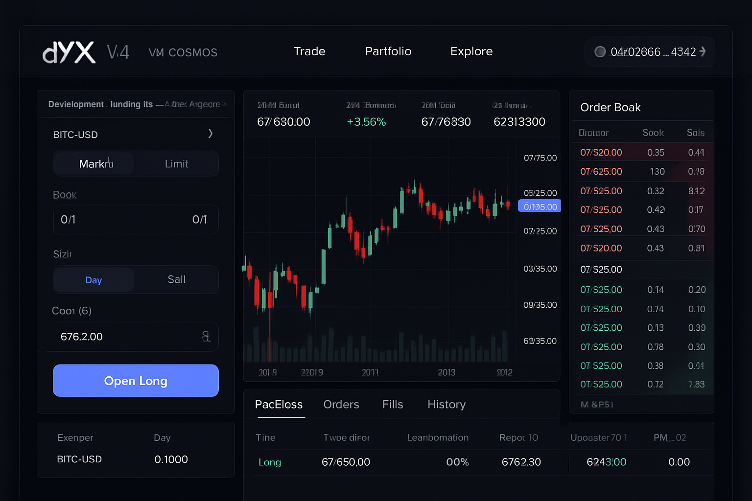 dYdX V4 Cosmos perpetual DEX interface