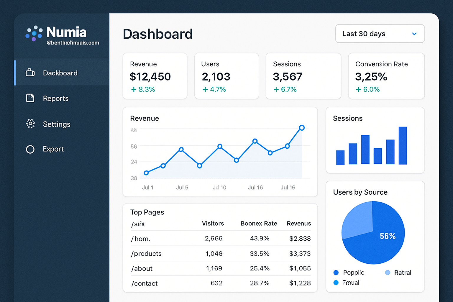 Numia CelestiaData.com dashboard interface
