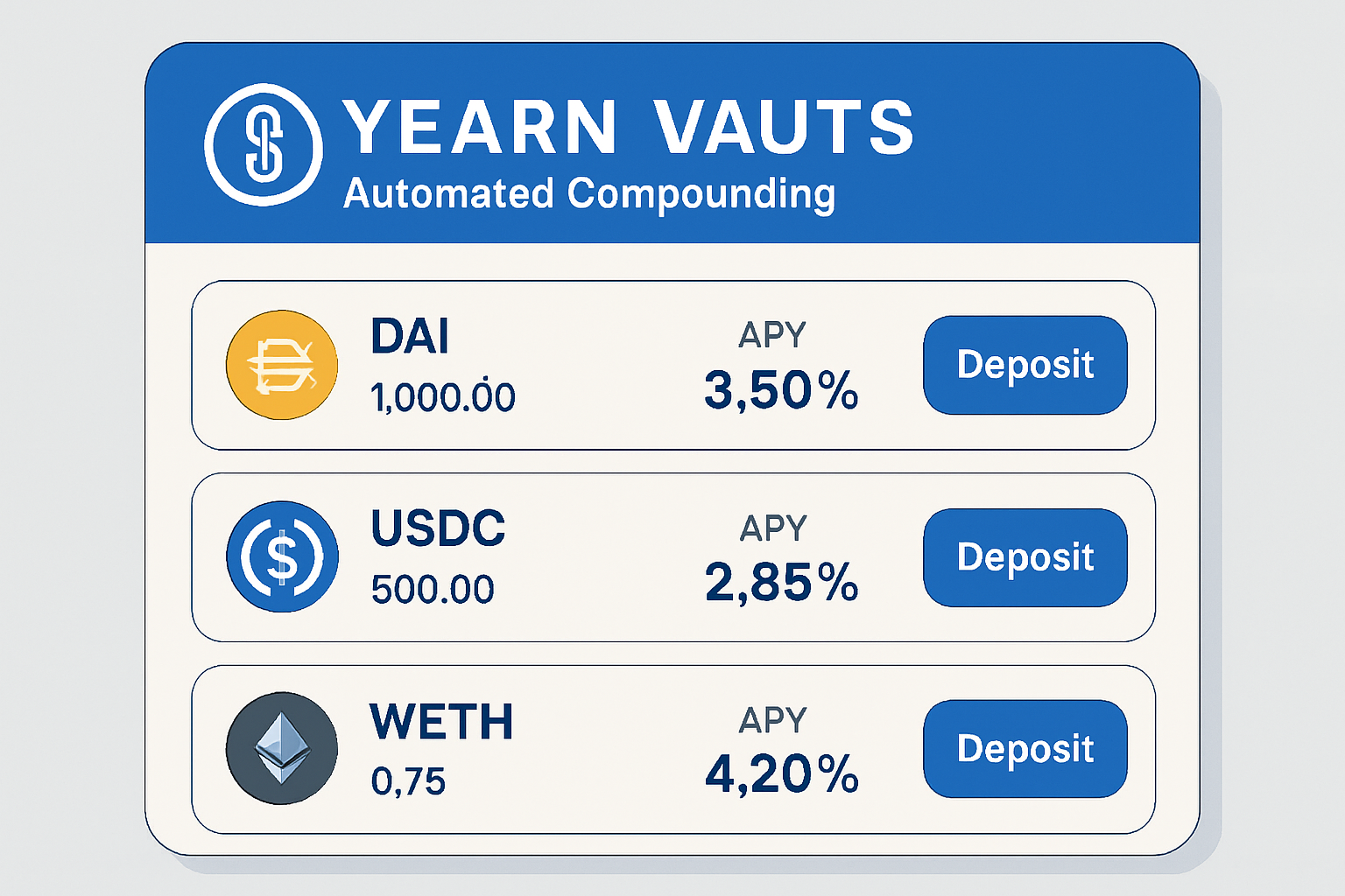 Yearn Vaults automated compounding interface