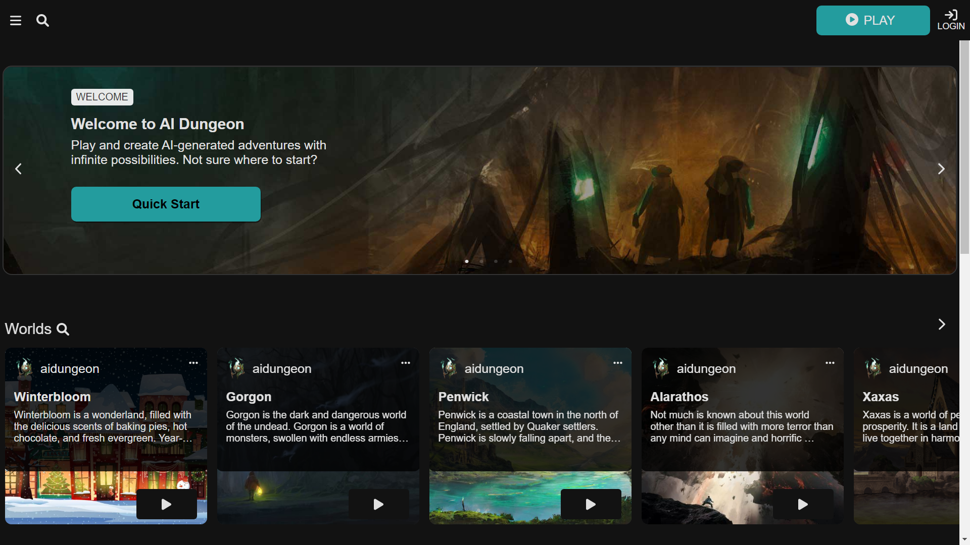 AI Dungeon text adventure game interface