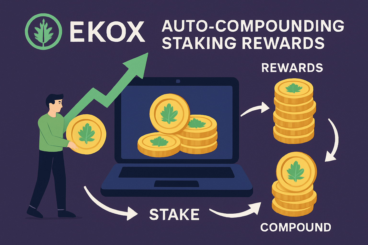 Ekox auto-compounding staking rewards