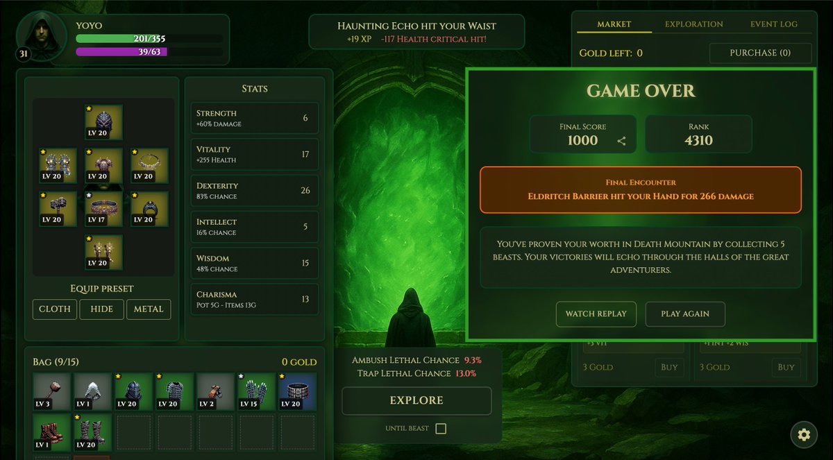 Loot Survivor leaderboard Beast NFT