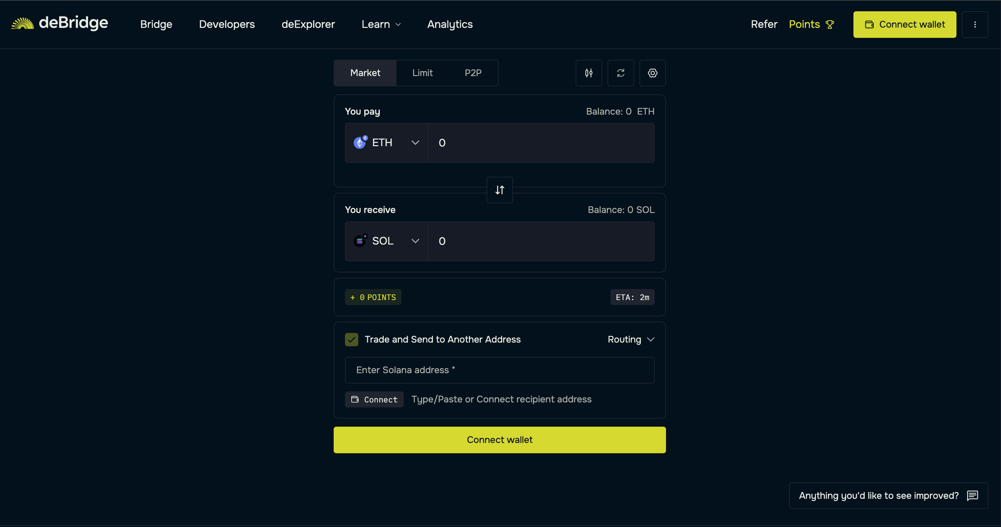 Base and Solana wallets connected to Symbiosis bridge interface