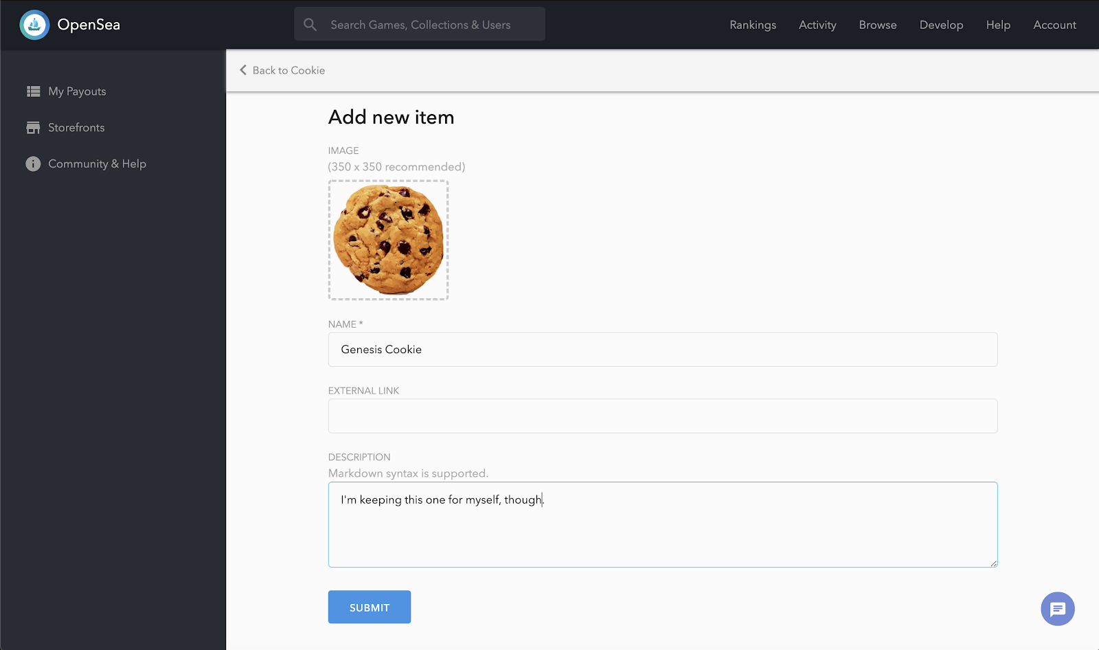 OpenSea NFT gaming marketplace interface