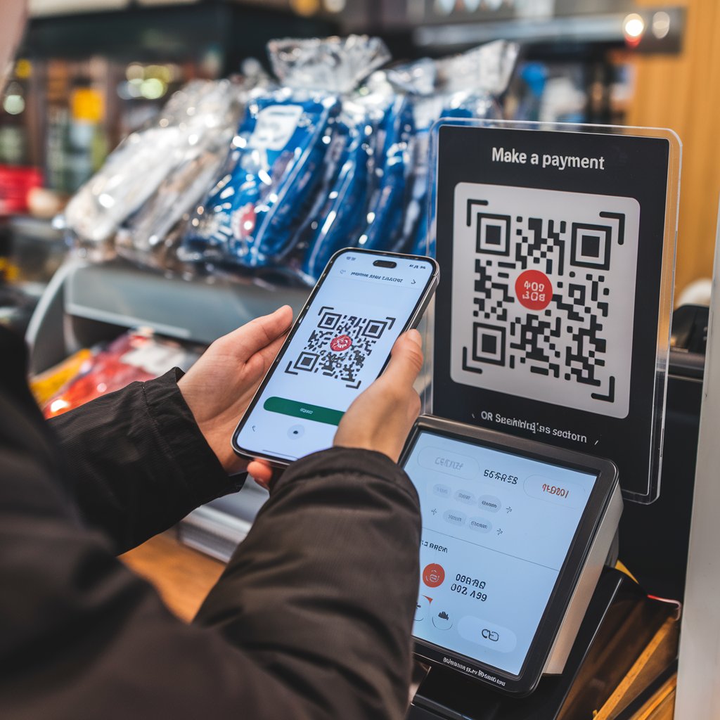 Customer scanning QR code for crypto wallet at Western Union