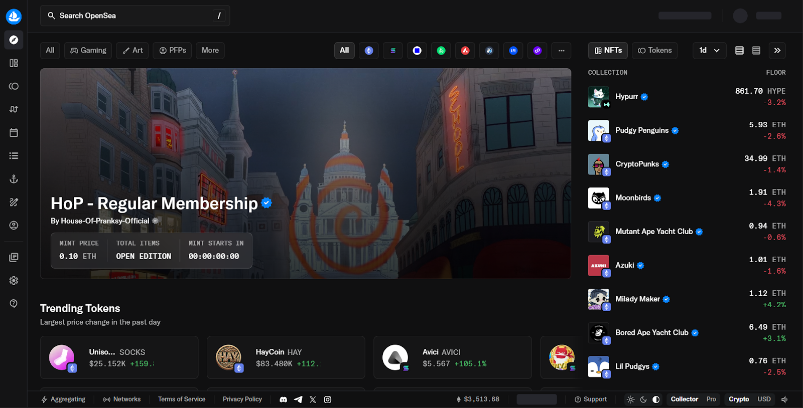OpenSea NFT marketplace 2025 interface