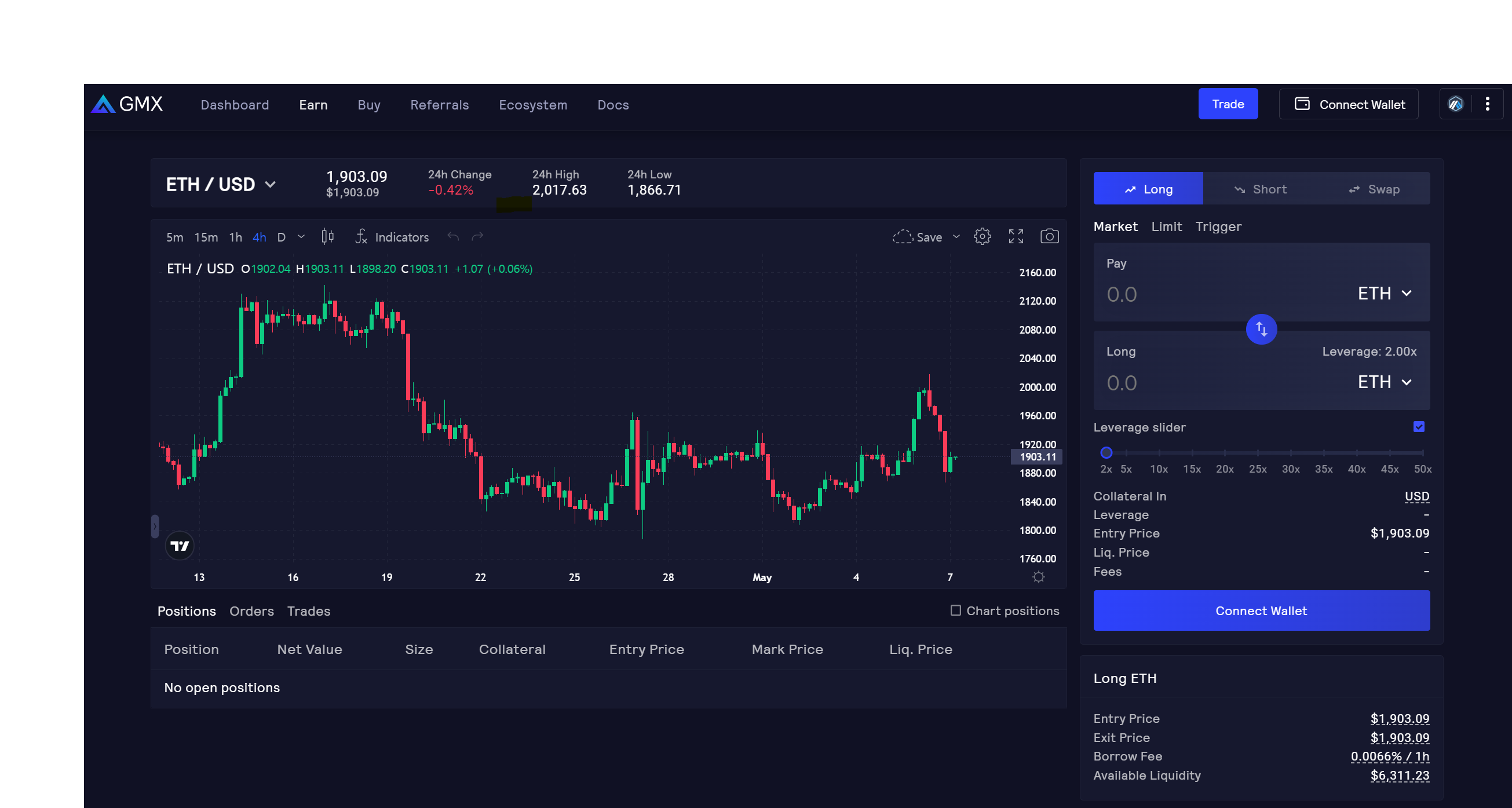 GMX trading fees structure