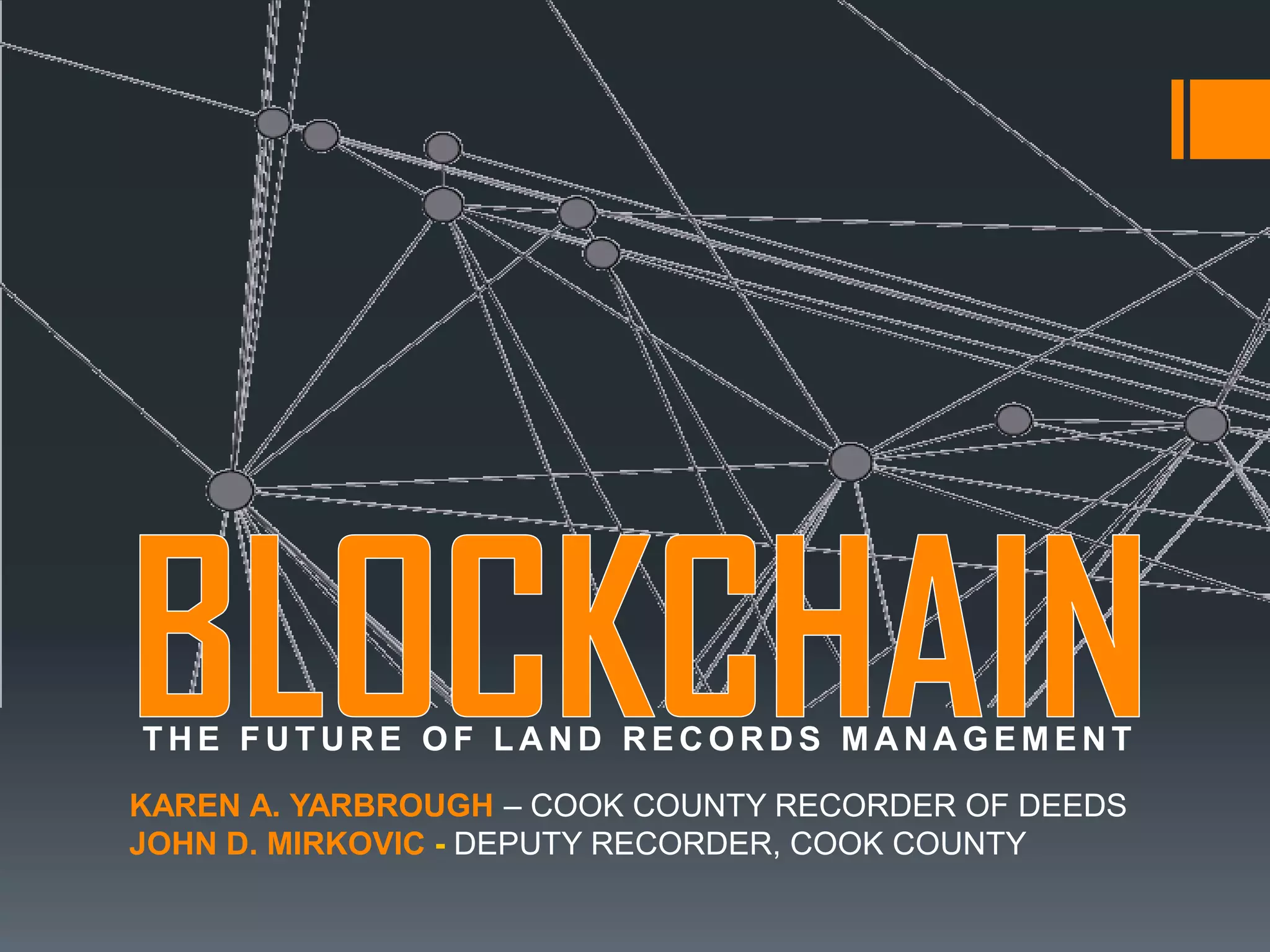 Conceptual illustration of county offices connected by blockchain for land records digitization