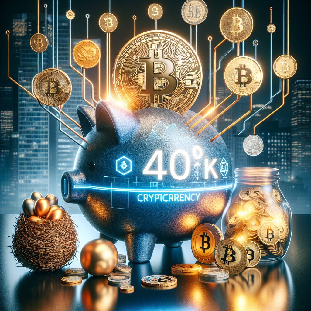 Confident retiree reviewing a diversified 401(k) portfolio with digital assets like Bitcoin, symbolizing new retirement investment options after Trump's executive order