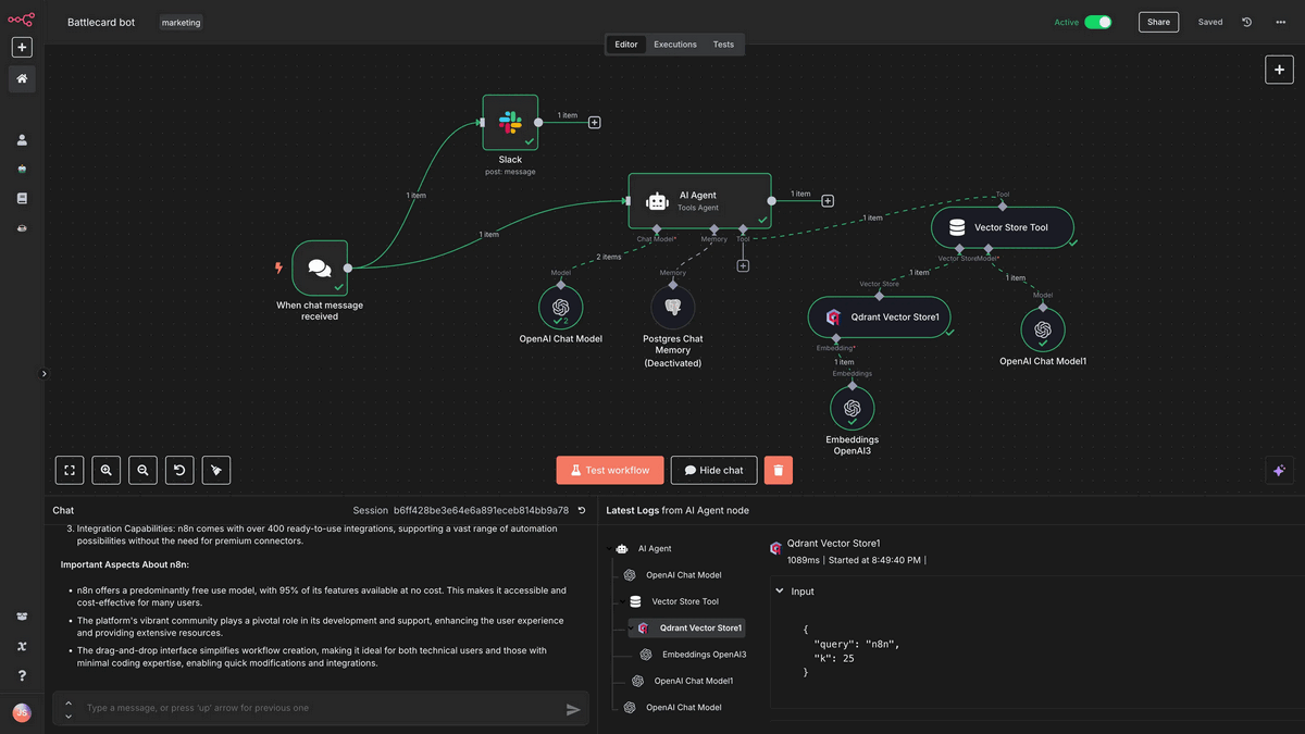 Dashboard interface of a no-code AI agent builder for DeFi automation, showcasing intuitive drag-and-drop tools and real-time configuration options.