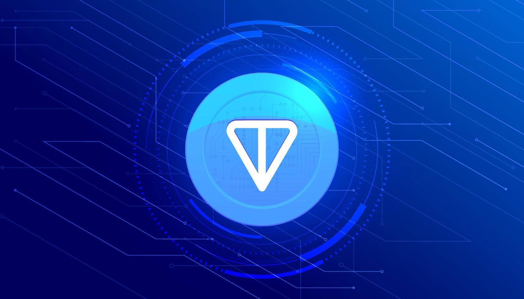 Developer coding a Telegram bot with Toncoin logos and cryptocurrency payment icons displayed on the screen